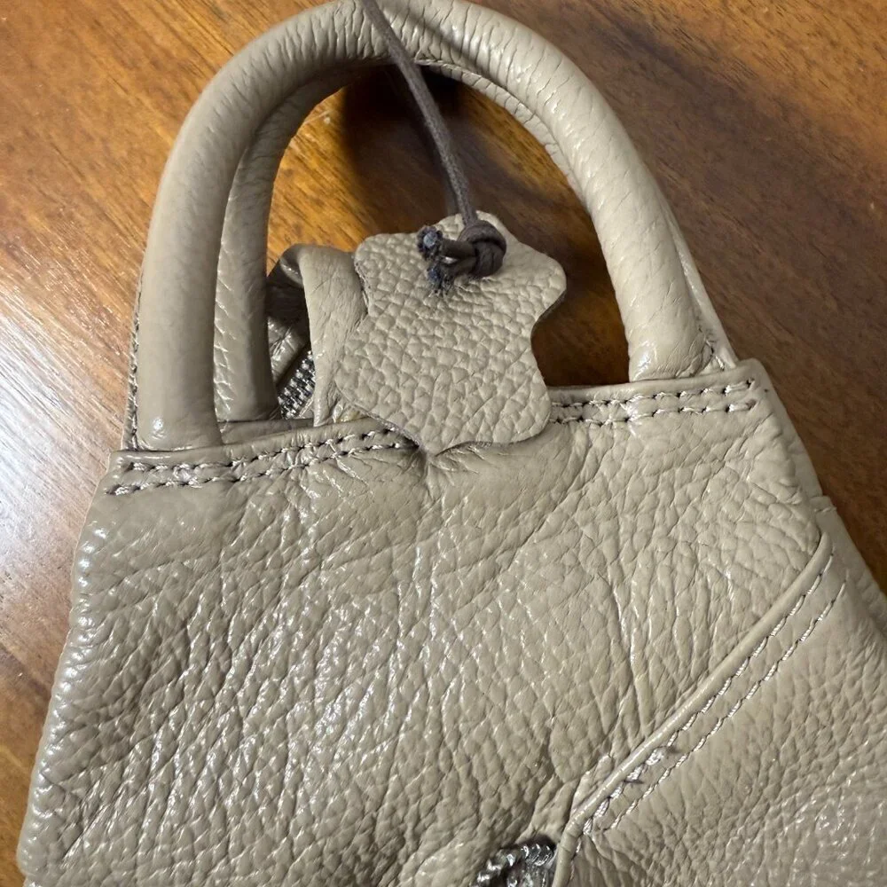 Valentina Italian Bag Sling Backpack Shoulder Pebble Leather Taupe